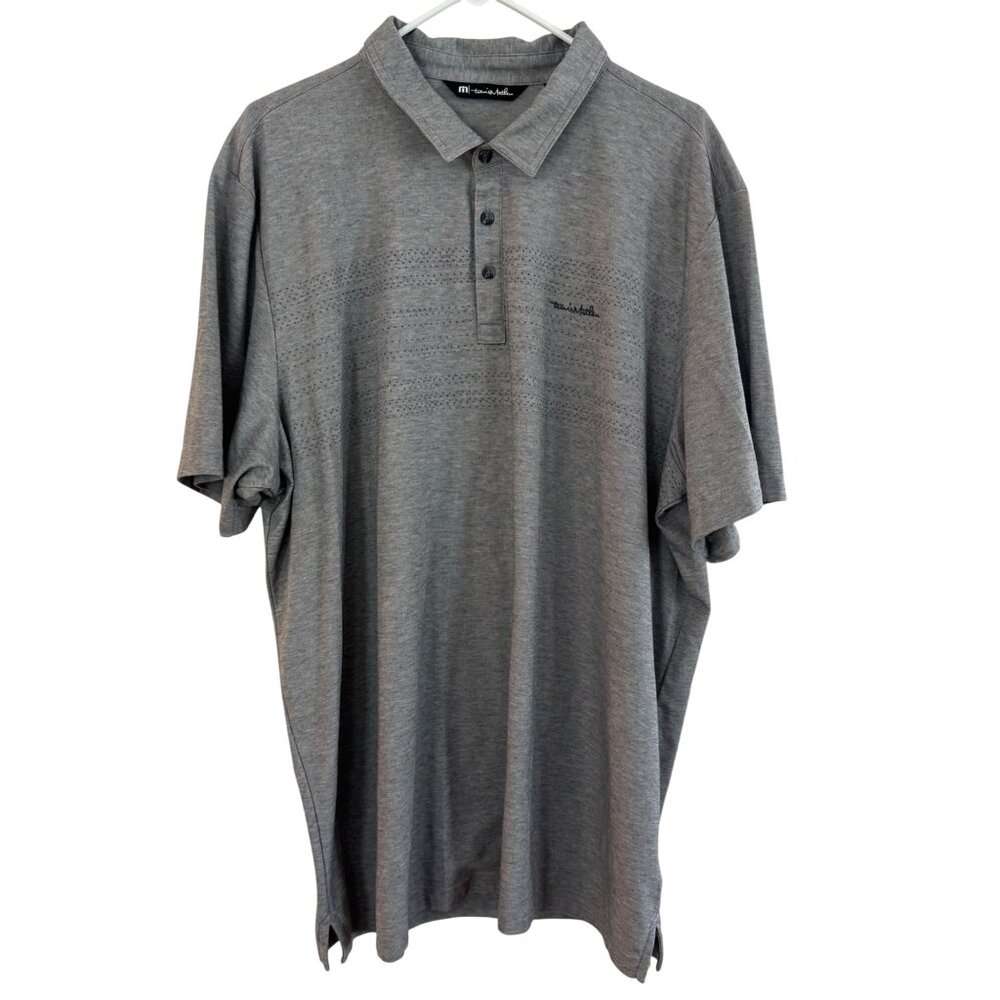 TravisMathew Polo Shirt Mens XXXL Heather Gray Pima Cotton Blend Short Sleeve Sl